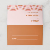 Oranje Tropische Disco Bruiloft Plaatskaartje (Buitenkant ongevouwen)