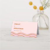 Oranje Tropische Disco Bruiloft Plaatskaartje (Achterkant)