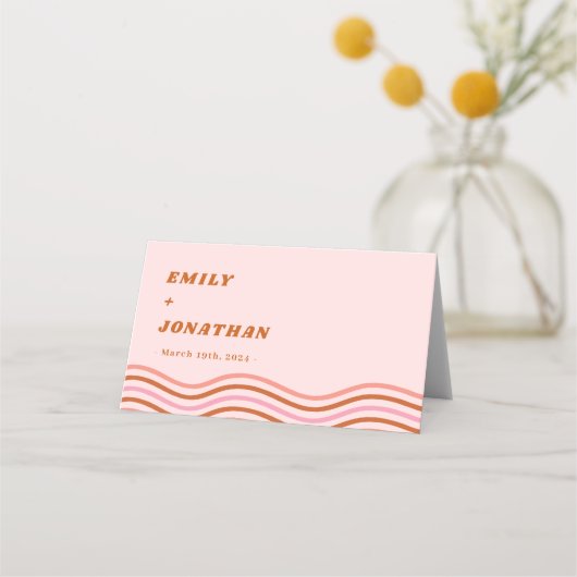 Oranje Tropische Disco Bruiloft Plaatskaartje (Achterkant)