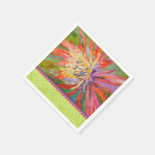 Oranje tropische Floral Lime Green Dot Border Servet (Hoek)
