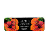 Oranje tropische hibiscu-waterverf, bloemkunst etiket (Voorkant)