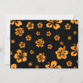 Oranje tropische hibiscus Floral Black uitnodiging (Achterkant)