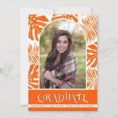 Oranje tropische klasse van 2024 foto afstuderen aankondiging (Voorkant)