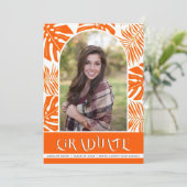 Oranje tropische klasse van 2024 foto afstuderen aankondiging (Staand voorkant)