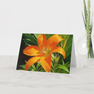 Oranje Tropische Lelie Bloem Art Note Kaart