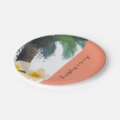 Oranje tropische palmboom en plencyzomer papieren bordje (Gekanteld)