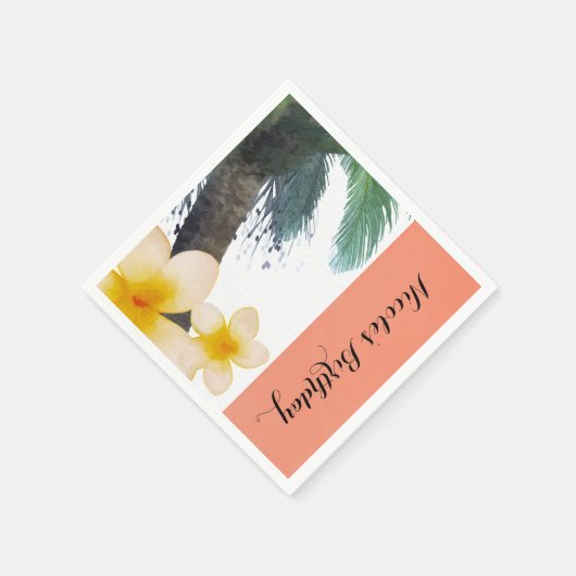 Oranje tropische palmboom en plencyzomer servetten (Hoek)