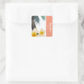 Oranje tropische palmboom en plencyzomer vierkante sticker (Tas)