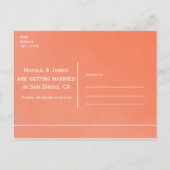 Oranje tropische palmboom & Plumeria Bewaar de dat Aankondigingskaart (Achterkant)