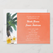 Oranje tropische palmboom & Plumeria Uitnodigingen (Voorkant)