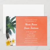 Oranje tropische palmboom & Plumeria Uitnodigingen (Voorkant / Achterkant)