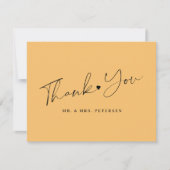 Oranje trouwelegant script bedankkaart (Voorkant)