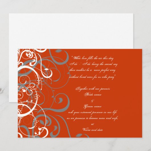 Oranje trouwkaart kaart (Voorkant / Achterkant)