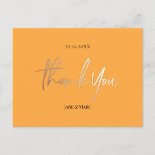 Oranje Trouwkaarten Bedankt Elegante Script Briefkaart