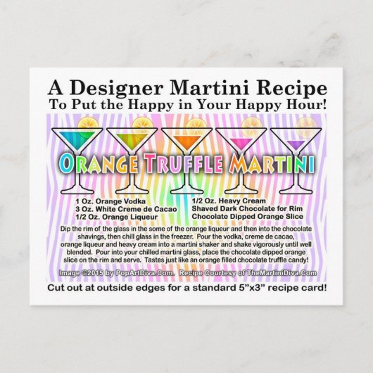 Oranje Truffle Martini Cocktail Recipe Briefkaart (Voorkant)