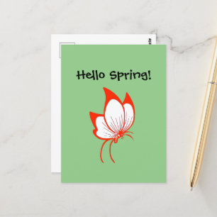 Oranje Tuin Vlinder Schattigee Natuur Art Cartoon Briefkaart