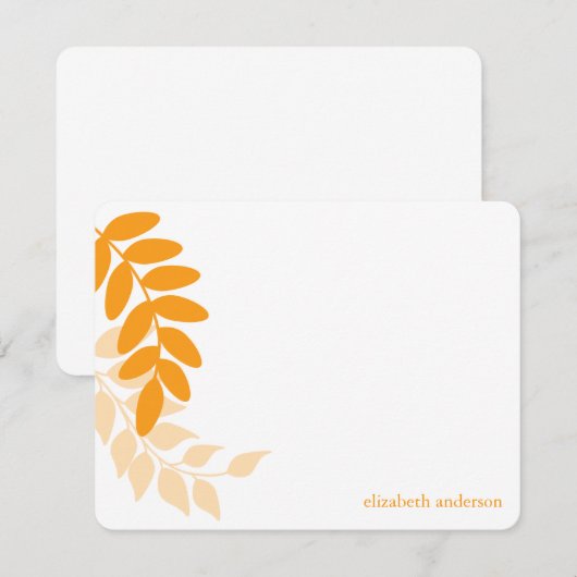 Oranje tuinbladeren notitiekaartje (Voorkant / Achterkant)