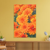 Oranje Tuinbloemen Mums Autumn Art Canvas Afdruk (Insitu (Woonkamer))