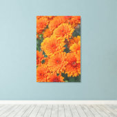 Oranje Tuinbloemen Mums Autumn Art Canvas Afdruk (Insitu (Houten vloer))