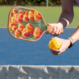 Oranje Tulip Blooms met de naam Floral Pickleball Paddle