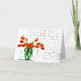 Oranje Tulip Bouquet op Brick Name Day Kaart