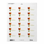 Oranje Tulip bruiloft Adresetiketten Etiket (Full Sheet)