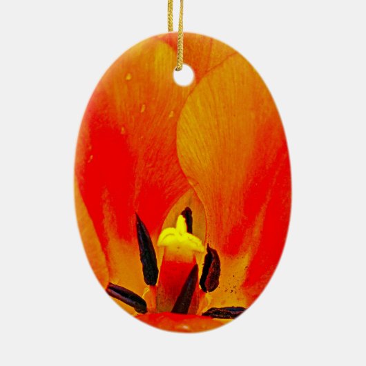 Oranje Tulip Keramisch Ornament (Achterkant)