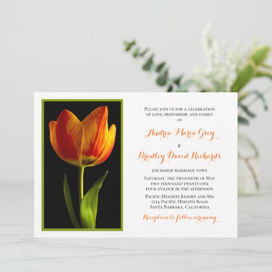 Oranje Tulip Lijst Weddenschap Kaart (Staand voorkant)