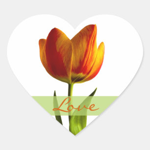 Oranje Tulip Love Heart Wedding Envelope Seal Hart Sticker