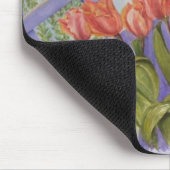 ORANJE TULIPS MET PAARSE LATTICE MOUSEPAD MUISMAT (Hoek)