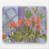 ORANJE TULIPS MET PAARSE LATTICE MOUSEPAD MUISMAT (Voorkant)