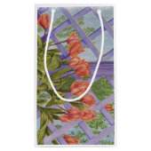 ORANJE TULIPS MET PAARSE LATTISCHE VERKEERSBAK KLEIN CADEAUZAKJE (Achterkant)