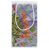 ORANJE TULIPS MET PAARSE LATTISCHE VERKEERSBAK KLEIN CADEAUZAKJE (Voorkant)