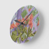 ORANJE TULIPS OP PAARSE LATTICE CLOCK RONDE KLOK (Hoek)