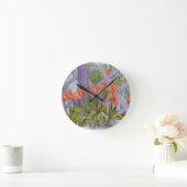 ORANJE TULIPS OP PAARSE LATTICE CLOCK RONDE KLOK (Huis)