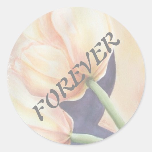 ORANJE TULIPS WEDDINGSTICKERS RONDE STICKER (Voorkant)