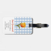 Oranje Tulp, Blauwe Gingham, Op Maat Bagagelabel (Achterkant horizontaal)