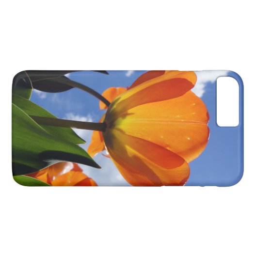 Oranje Tulp, blauwe hemel Case-Mate iPhone Case (Achterkant (Horizontaal))