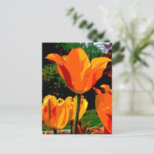 Oranje tulp briefkaart (Staand voorkant)