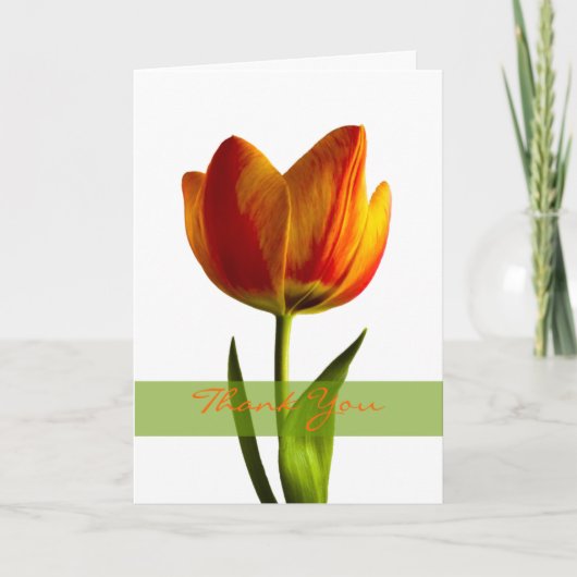 Oranje Tulp Bruiloft Bedankkaart (Voorkant)