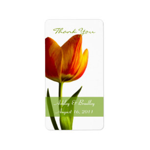 Oranje tulp bruiloft gunst Labels