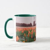 Oranje Tulp Flower Field & Windmill Holland Mok (Links)