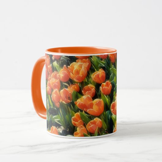 Oranje Tulp Flower Garden Art Mok Cup (Voorkant links)