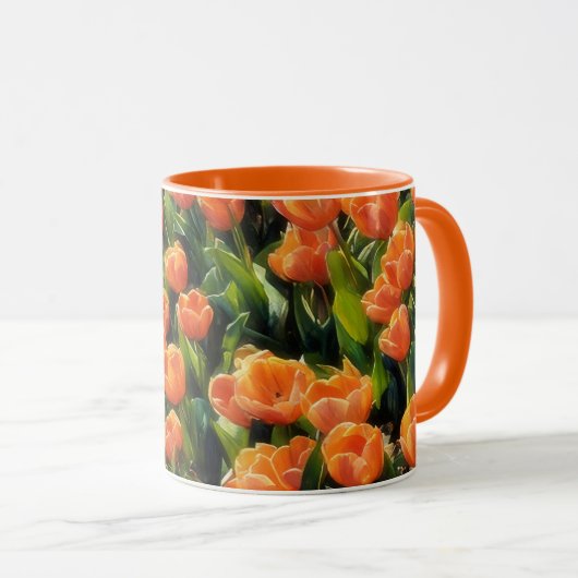 Oranje Tulp Flower Garden Art Mok Cup (Voorkant rechts)