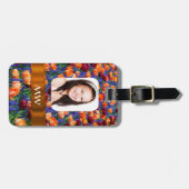 Oranje tulp gepersonaliseerde foto bagagelabel (Voorkant horizontaal)