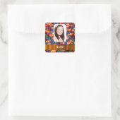 Oranje tulp gepersonaliseerde foto vierkante sticker (Tas)