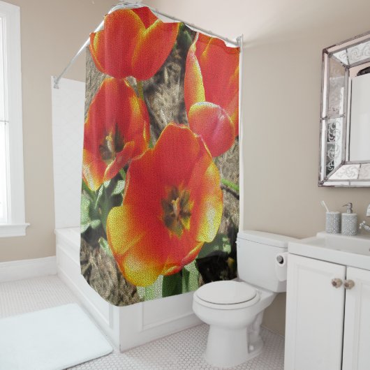Oranje Tulp Mosaic Shower-gordijn Douchegordijn (In situ)