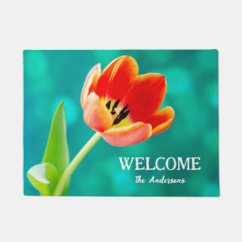 Oranje Tulp op Groen Deurmat