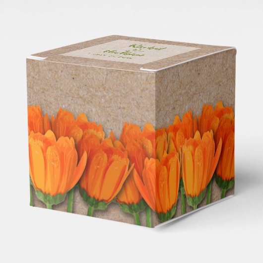 Oranje Tulp op Kraft 2" Feestgunst Dozen Bedankdoosjes (Voorkant Zijde)