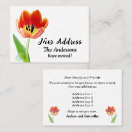 Oranje Tulp op Witte Nieuw Adres Aankondiging